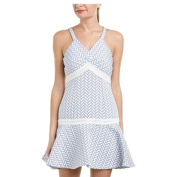 Shoshanna‎ Women's Blue & White Brandt Dress RTR Size 12 - Picture 1 of 11
